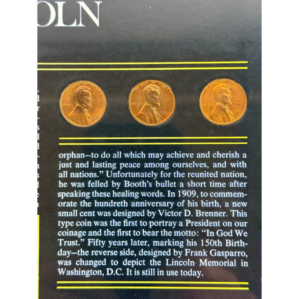 A Memorial To Lincoln Framed Penny Collection Display Abraham Lincoln Wall Art - Picture 5 of 10